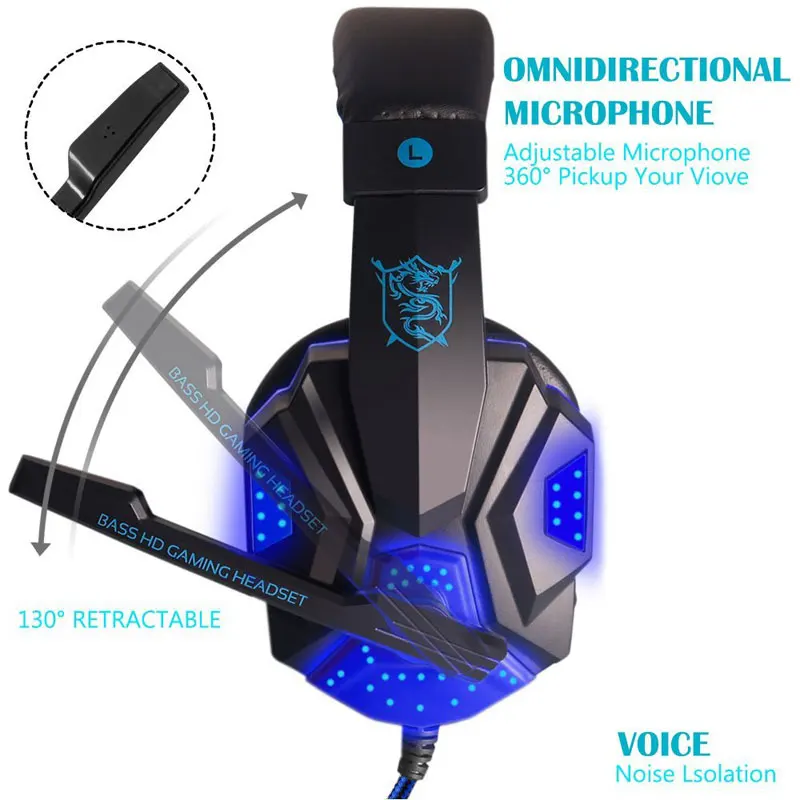 Профессиональный светодиодный светильник игровые наушники для компьютера PS4