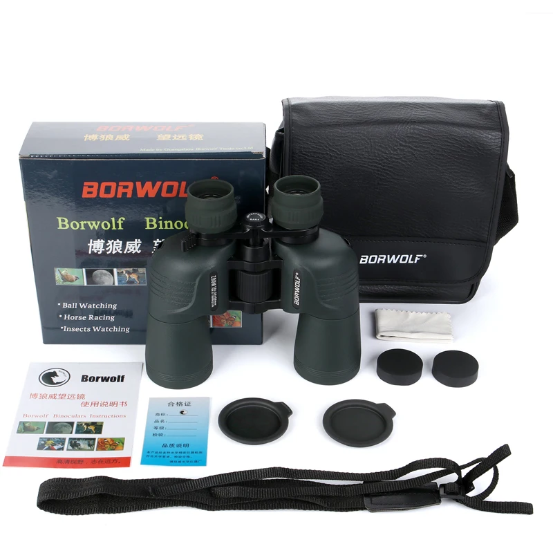 

Borwolf 10-30X50 Binoculars FMC Telescope HD Light Night Vision Bak4 Prism Professional Zoom Powerful for Hunting Bird Watching