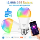 Умная светодиодсветильник лампа Tuya, 15 Вт, Bluetooth, Wi-Fi, E27, с голосовым управлением