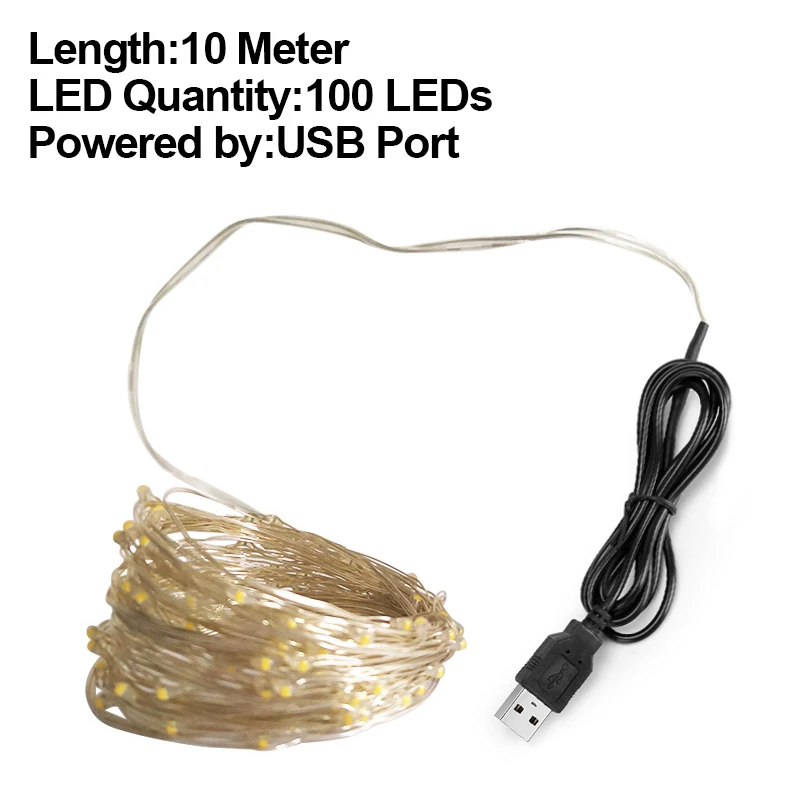 10M-USB 5V Goodland светодиодный гирлянда на батарейках Рождественский светильник s наружный декоративный светодиодный светильник водонепроницаемый Сказочный светильник s для украшения - Испускаемый цвет: 10M-USB 5V