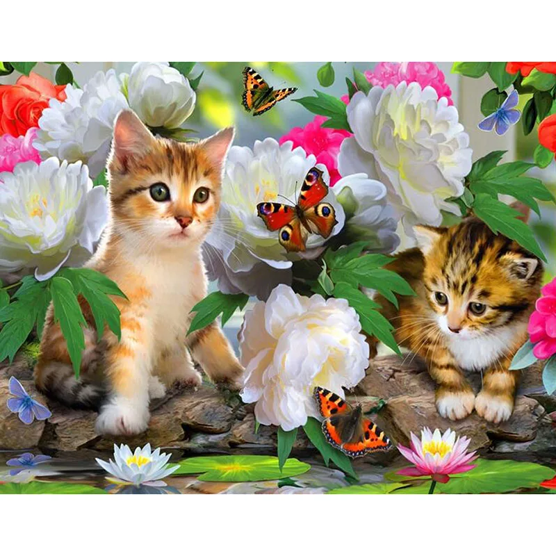 

Full Square/round Diamond 5D DIY Diamond Painting Playing cats Embroidery Cross Stitch Rhinestone Mosaic Home Decor