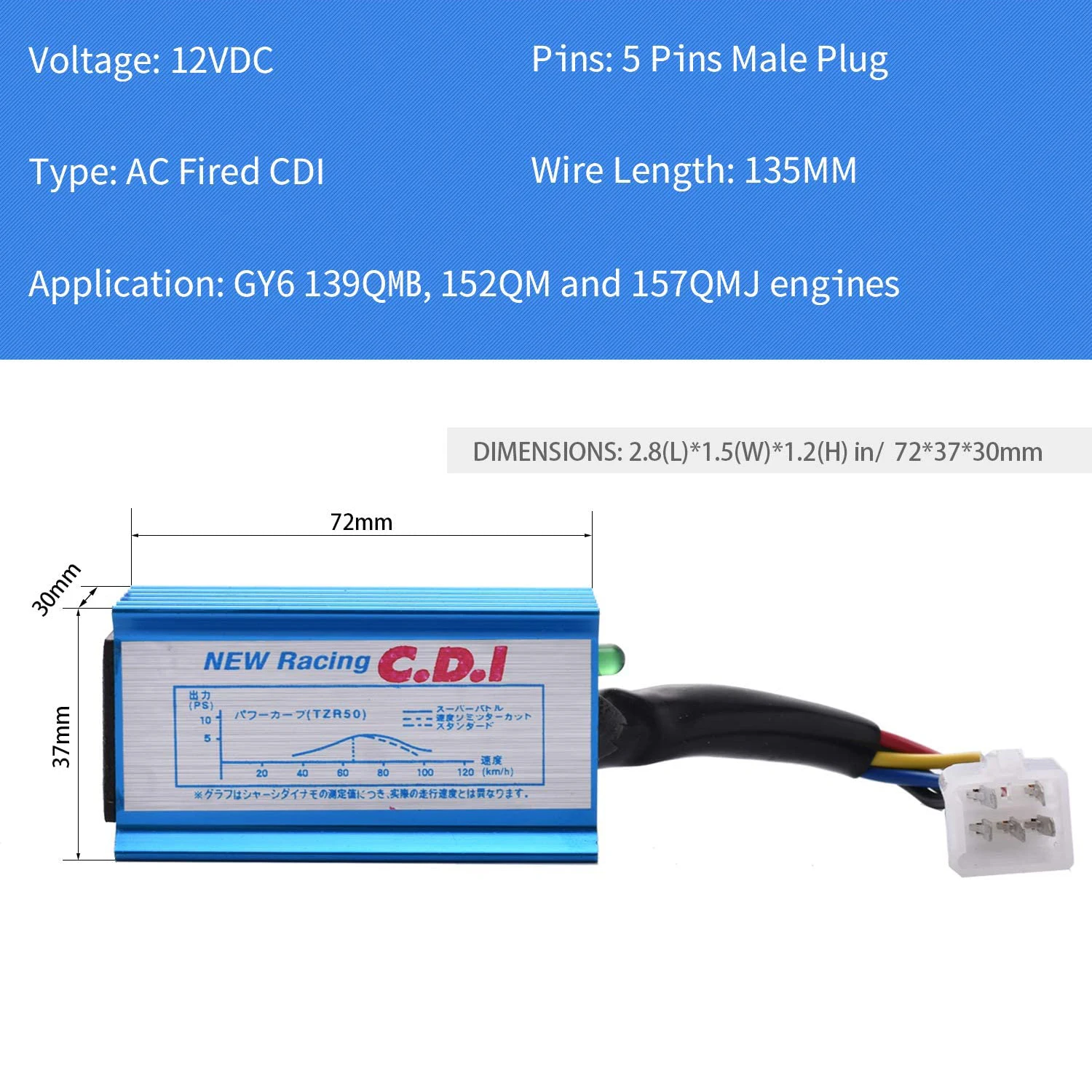 Мотоцикл 5 Pin CDI Box 5Pin 70CC 110CC 125cc для питбайка Скутер мопед вездеход Quad