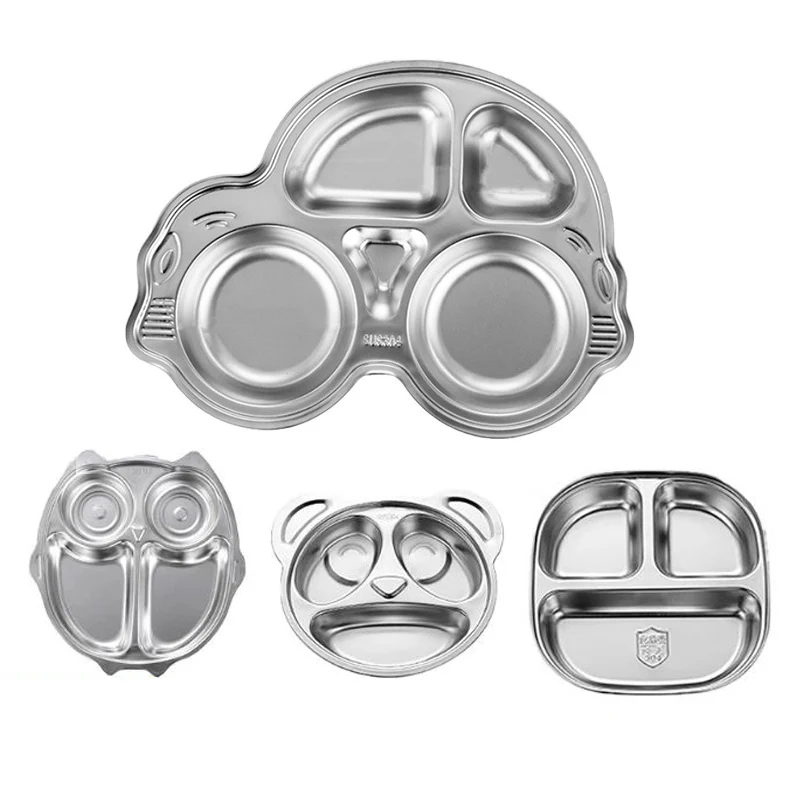 

Stainless Steel Divided Dinner Tray Square Thickened Lunch Container Fruit Snack Food Plate For School Canteen Childern Bowl
