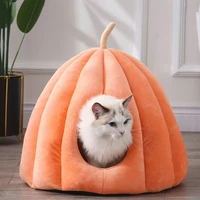warm cat cave bed pumpkin hooded dog bed kennel warming cuddler sleeping house cushion for small cats dogs puppy kitten rabbit