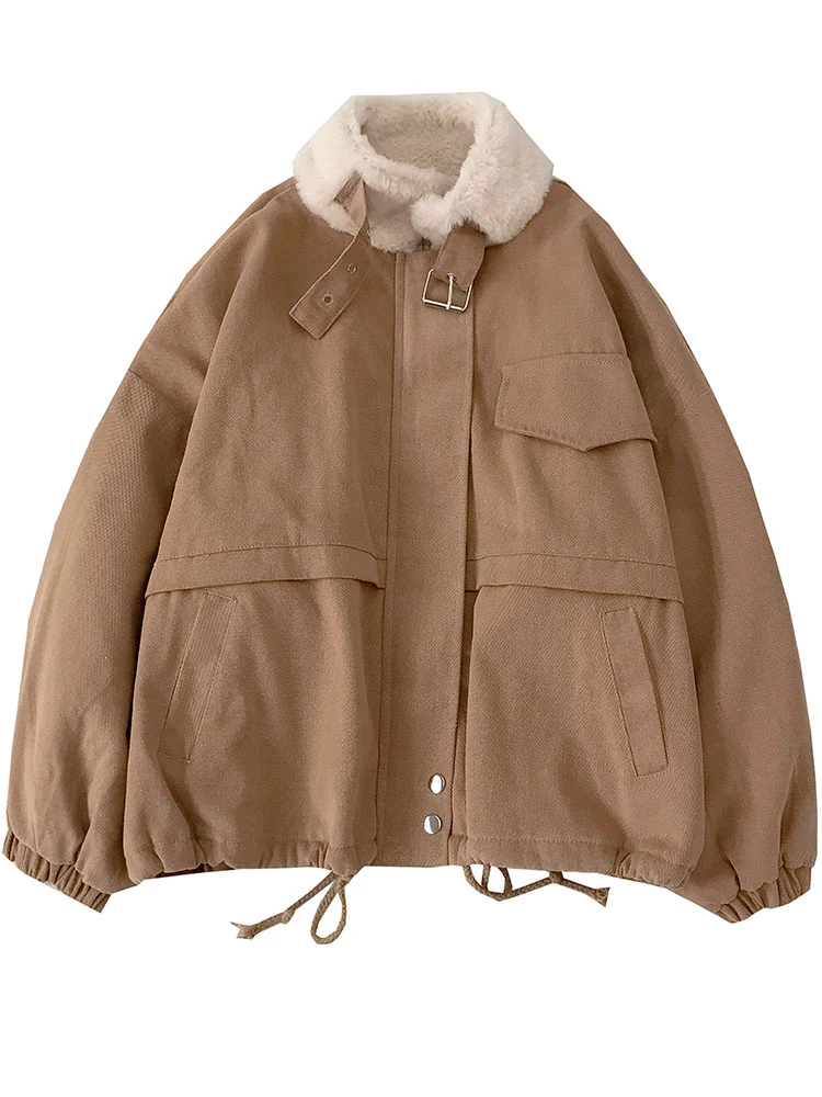 

Small cotton padded women's Plush heavy coat winter Korean cotton padded jacket new loose work clothes cotton clothes