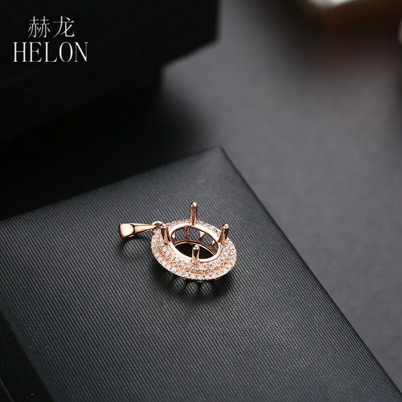 HELON Подвеска для помолвки и свадьбы с полукольцом из натурального бриллианта 0,3 карата, выполненная из твёрдого золота 14K цвета розовое золото AU585 размером 7x9 мм, модное женское ювелирное изделие.