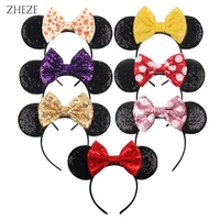 10pcslot black sequins mouse ears headbands 5 bow birthday party hairband for girls diy hair accessories wholesales