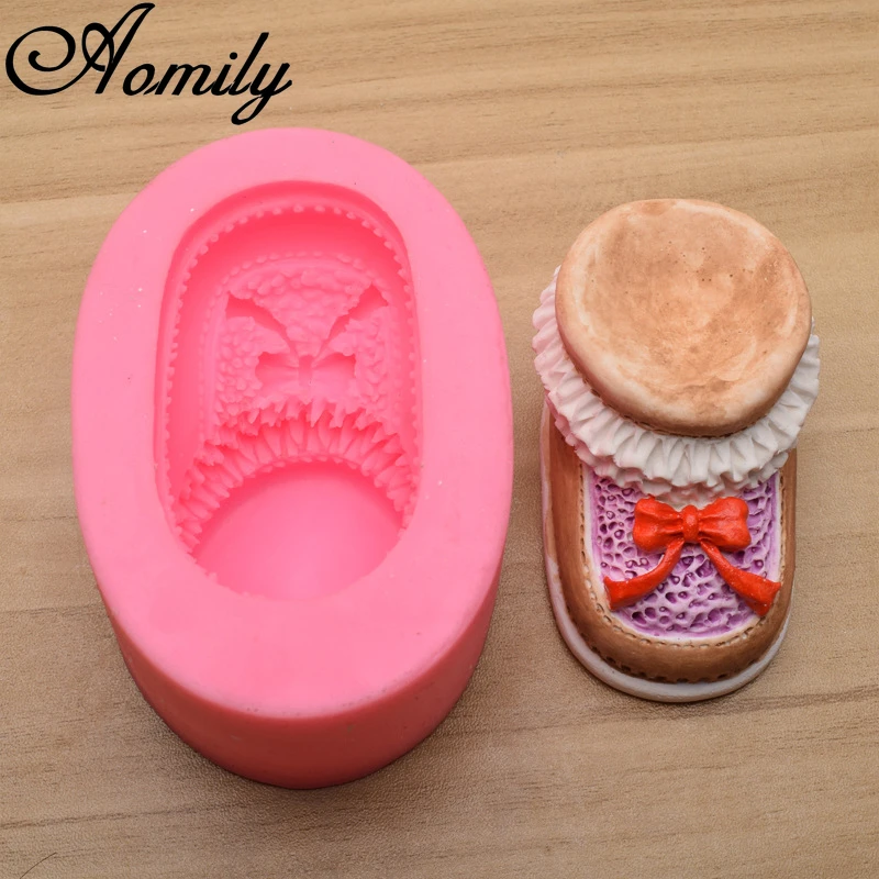 

Aomily 3D Baby Shoes Silicone Mold Chocolate Fondant Cake Mould Bow Lace Cake Molds Crafts DIY Forms Soap Base Tool