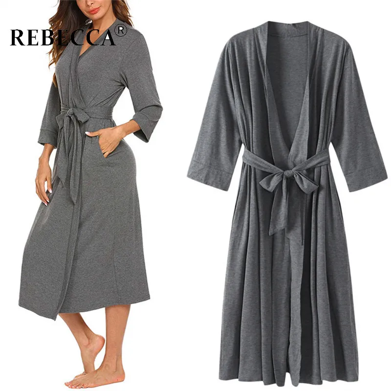 Халат женский с V образным вырезом классический кардиган серого и черного цвета 7