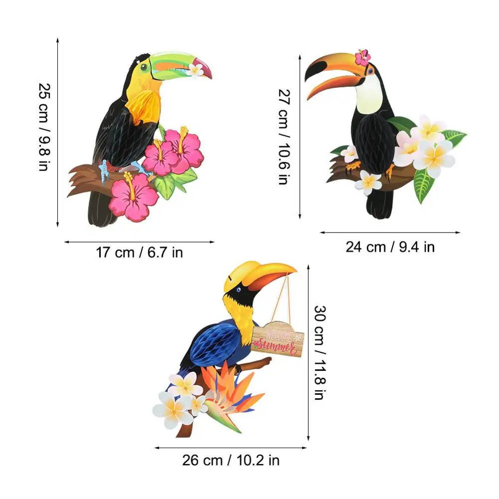3 шт. тропическая Вечеринка Hanigng Honeycomb Toucan джунгли украшение для детского