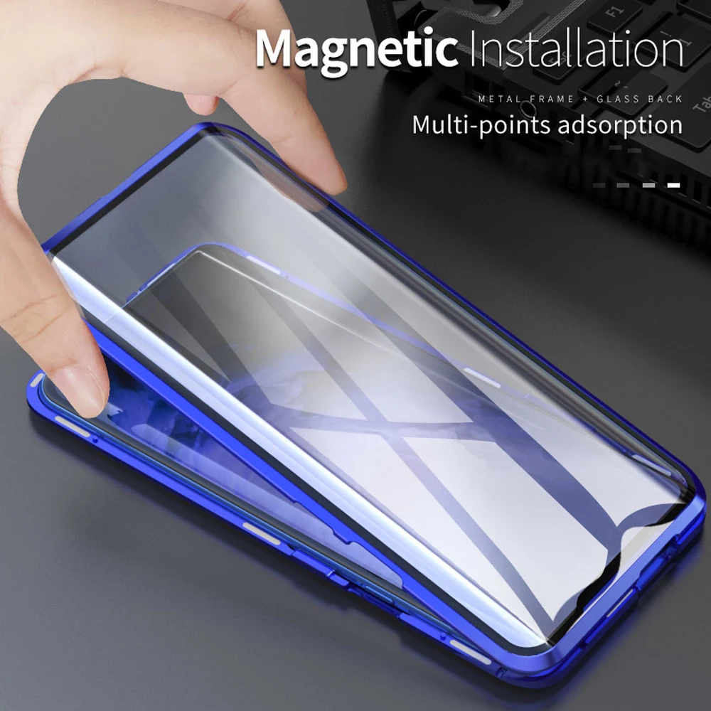 2019 Metal Flip Phone Cases for Oneplus 6 6T Magnetic Absorption Front Back Double Tempered Glass 360 Cover Oneplus6T One Plus6T |