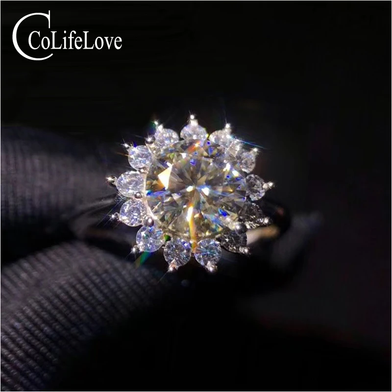 Ослепительное серебряное кольцо из моиссанита 1 2 карат круглое моиссанта