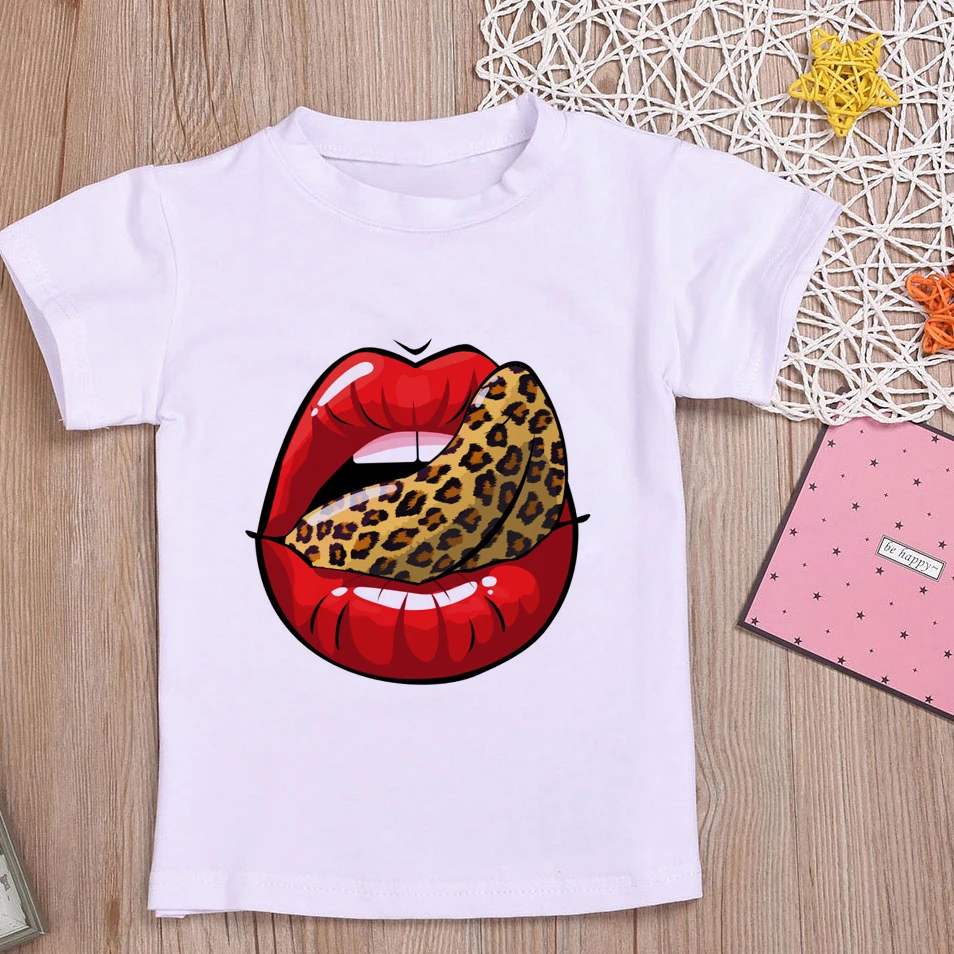 2020 модная одежда для девочек топы с принтом сексуальных губ трендовая детская