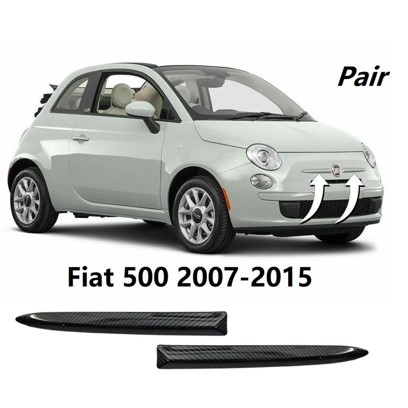 

NEW-2X Carbon Fiber Style Car Front Bumper Upper Trim Moulding Styling Mouldings for Fiat 500 2007-2015 735455041 73545502
