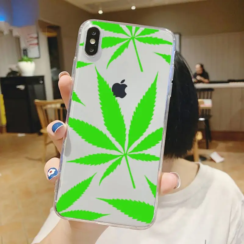 

Art High Weed Pictures Abstractionism Phone Case Transparent for iPhone 6 7 8 11 12 s mini pro X XS XR MAX Plus