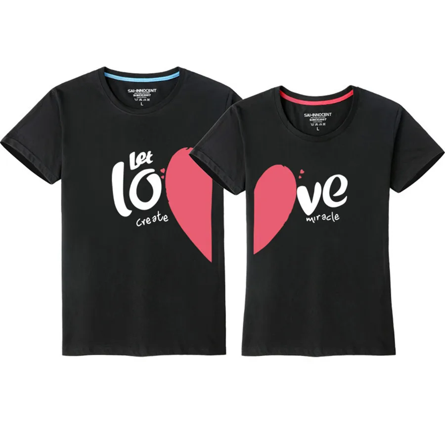 Новые летние Забавные футболки для пар хлопковые с круглым вырезом и принтом