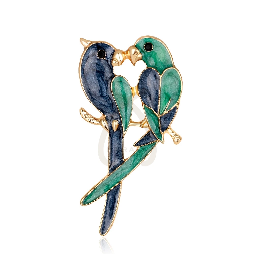 Lovebirds любовник с двумя птицами Броши для женщин эмаль посвященная брошь для пар брошь с попугаями булавка Имитация жемчужное животное ювелирные изделия