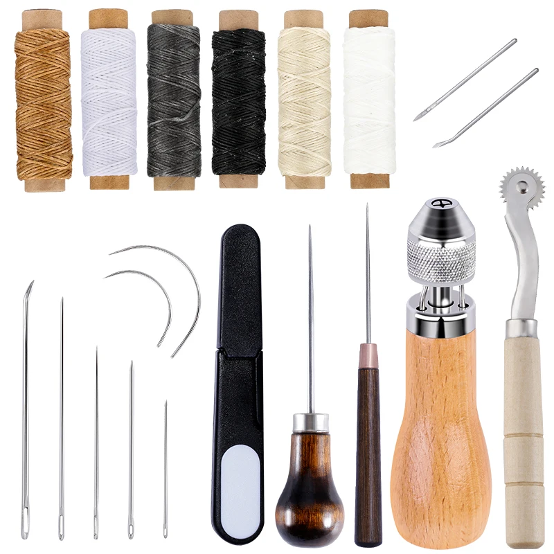 

Imzay Leather Sewing Tools Kit With Stitcher Sewing Awl Scribing Wheel Wax Thread Speedy Stitcher Leather Craft Tools