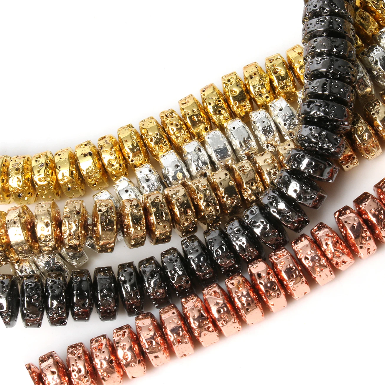 

Natural Lava Rock Hematite Stone Facete Beads Gold Color Rondelle Spacer Beads for Jewelry Making DIY Handmade Bracelets 15inch