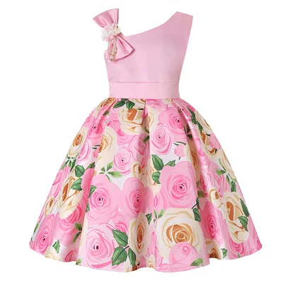 Kids Girls Flower Stripe Dresses for Princess Brithday Wedding Party Dress Christmas Children Clothing Baby Girl | Детская одежда и