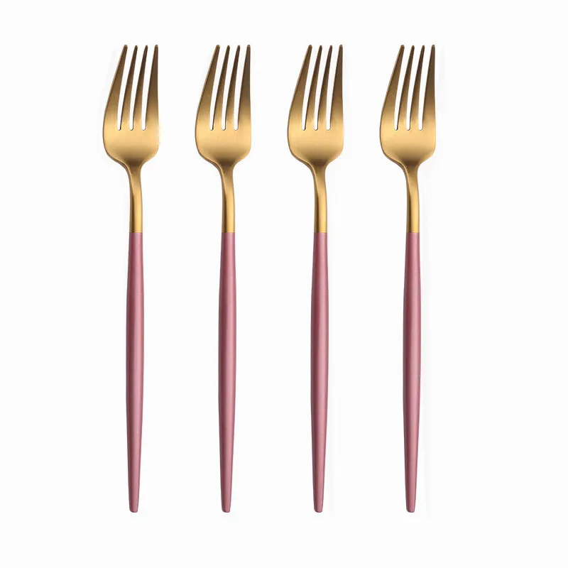 Розовое золото столовые приборы Нержавеющая сталь ложки посуда набор вилки ножи