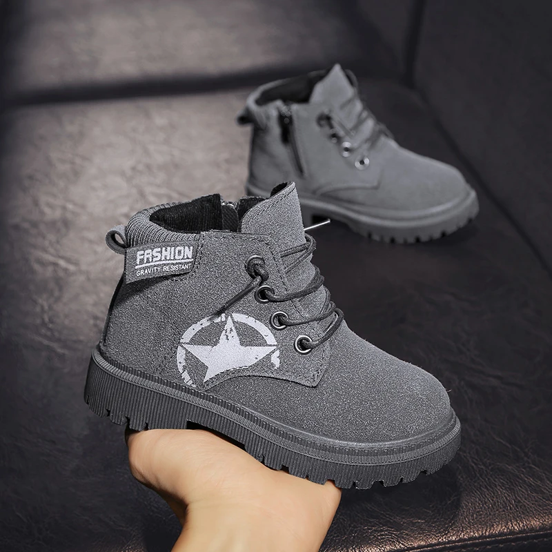 Модные Детские Ботинки Martin на осень и зиму повседневная обувь для мальчиков с