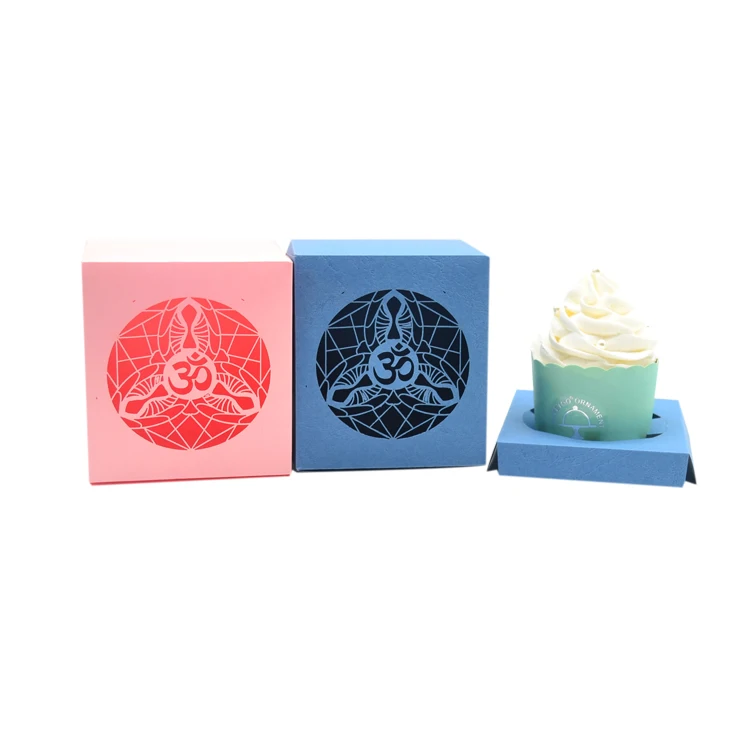 

Wedding guests thank you gift paper box laser cut cupcake boxes individual with insert base