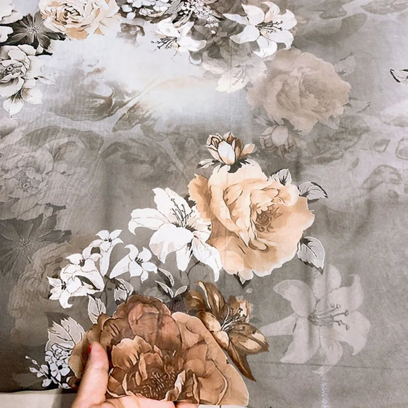 Платье из ткани с принтом розы Материал DIY квалифицированных ткань для шарфа | Дом