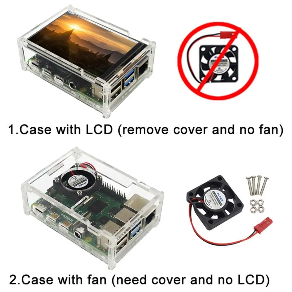 Для Raspberry Pi 4 Model B 3 5-дюймовый сенсорный ЖК-дисплей + стилус акриловый прозрачный