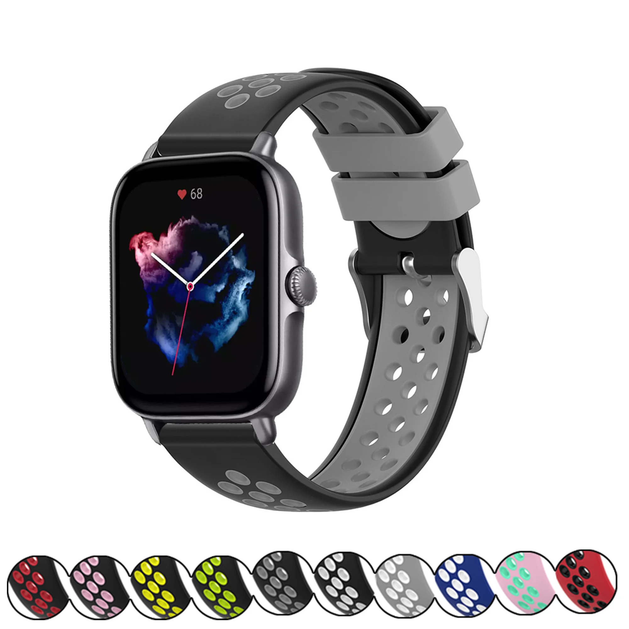

Двухцветный силиконовый браслет для Amazfit GTS 3, спортивный резиновый ремешок