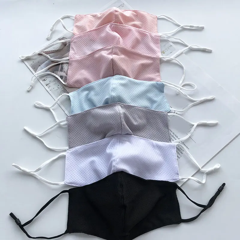 Летняя Тонкая шелковая Солнцезащитная маска для рта многоразовая Пылезащитная