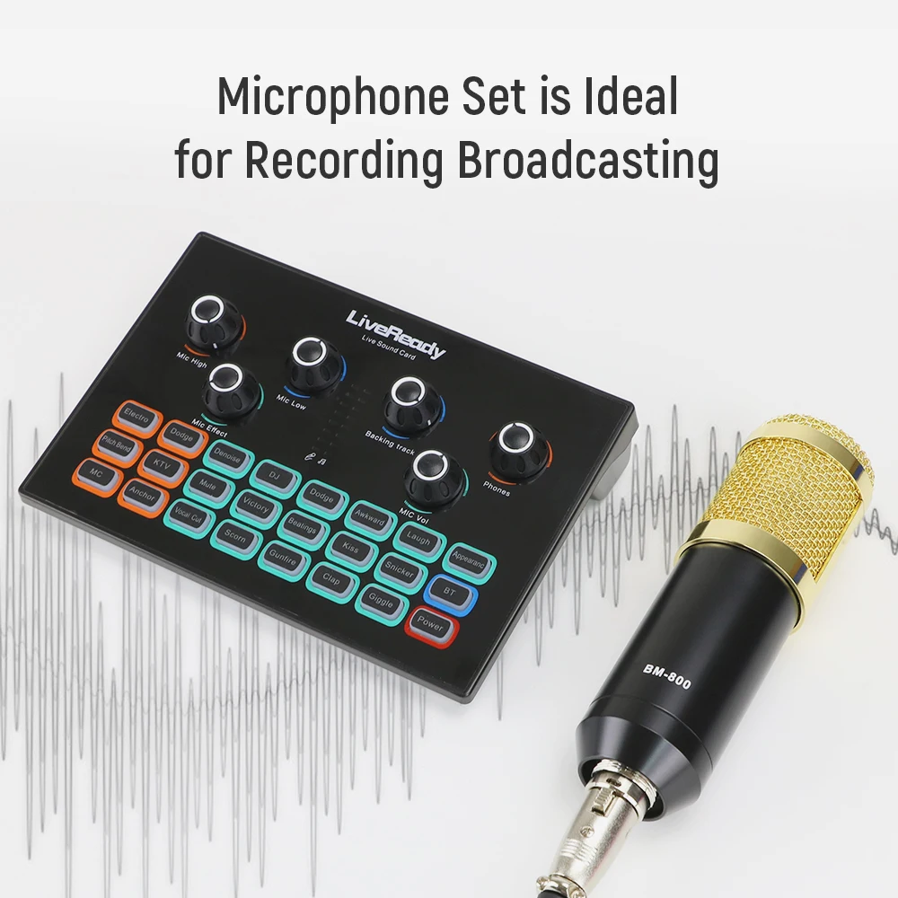 

Professional Live Sound Card bm 800 Studio Microphone for PC Computer Karaoke Voice Changer bm800 Condenser Microphone for Phone