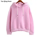 Свободные милые модные женские толстовки, новинка 2020, осенне-зимний однотонный свитшот, женские повседневные топы в стиле харадзюку с длинным рукавом