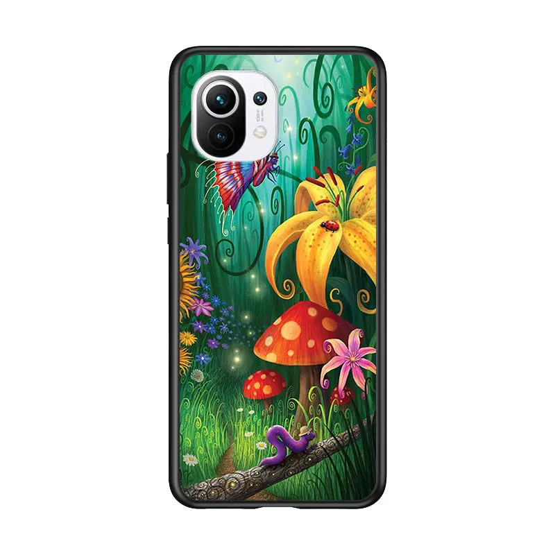 

Psychedelic Mushroom Art for Xiaomi Mi 11 10T Note 10 Ultra 5G 9 9T SE 8 A3 A2 A1 6X Pro Play F1 Lite 5G Black Phone Case