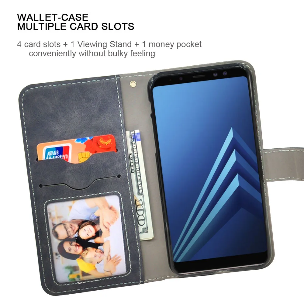 Роскошный винтажный Чехол для Samsung Galaxy A5 A6 A7 A8 J6 J4 J8 J2 CORE 2018 Plus откидной кожаный