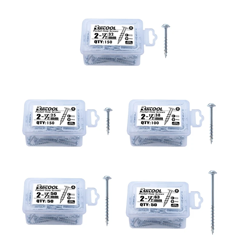 

Набор многофункциональных винтов с карманным отверстием из углеродистой стали с коробкой 32 /25/38/50/63 мм