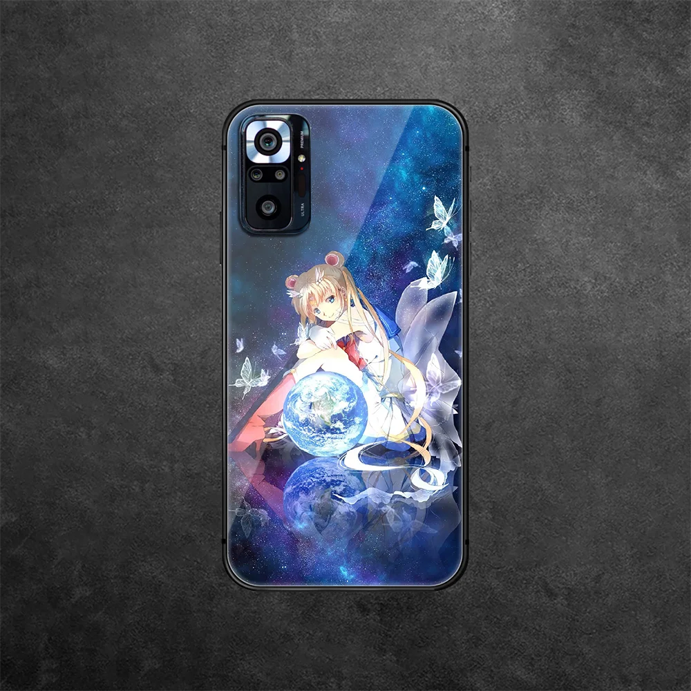 

Sailors Moon Cute Anime Tempered Glass Phone Case Cover For Xiaomi Redmi Note 7 8 9 10 A C T S Pro K 30 40 Bumper Back Silicone