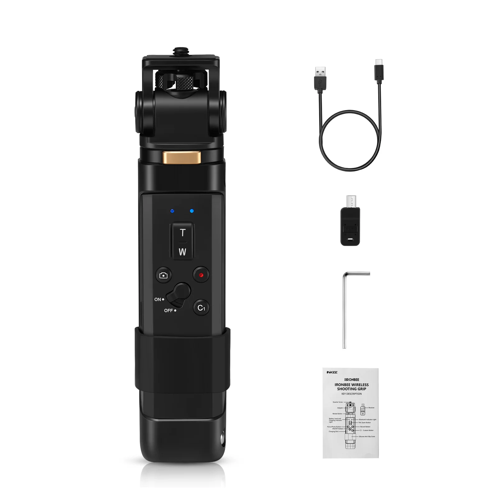 

INKEE Mini Remote Control Tripod Wireless Remote Shooting Grip with Receiver for Vlog Live Broadcast for Sony Cameras Tripod