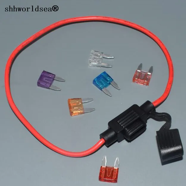 

shhworldsea 16AGW 30CM автоматический линейный мини-держатель предохранителя + 1 шт. вставки предохранителей 1A 2A 3A 40A 5A 7,5A 10A 15A 20A 25A 30A 35A 40A