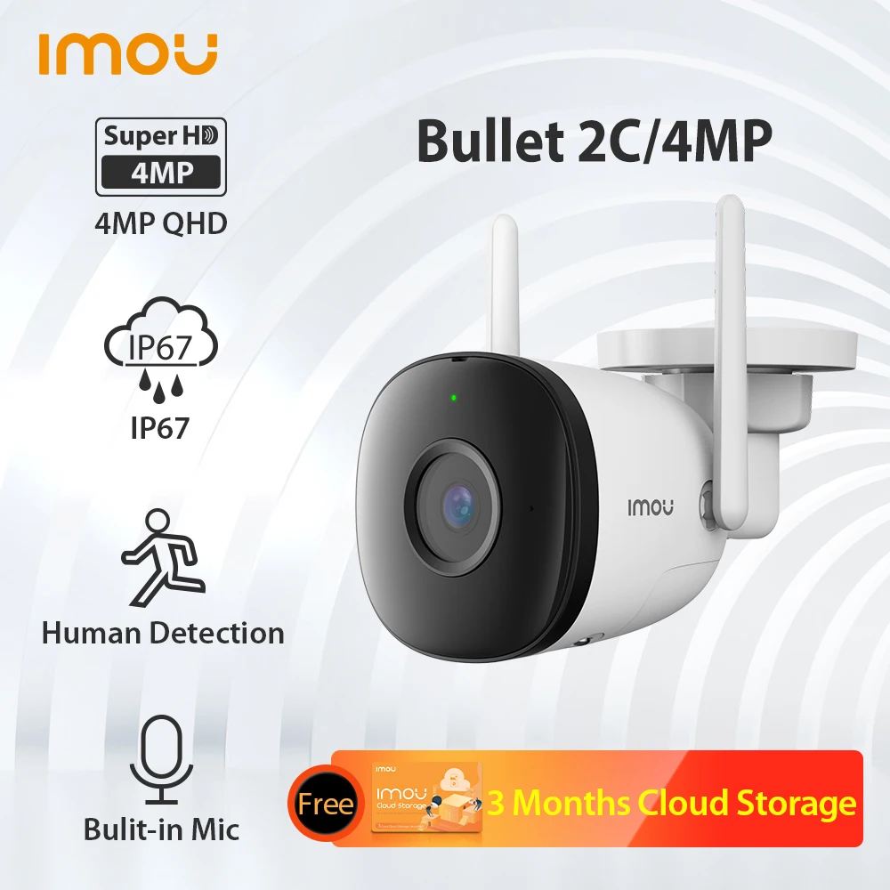 

Dahua Imou 4MP Wi-Fi Camera Dual Antenna Outdoor Night Vision IP67 Weatherproof Audio Recording AI Human Detect IPC-F22P