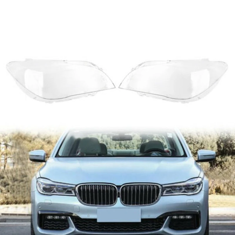 

2 Pcs Front Head Light Lamp Lens Cover Shade For-BMW F02 F01 7 Series 740I 740Li 750I 750Li 760I 2009-2015 Left & Right