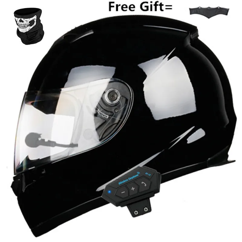 Full Face Motorcycle Bluetooth-compatible Helmet Visor Dual Lens Casco Moto Men  Motorbike Motocross