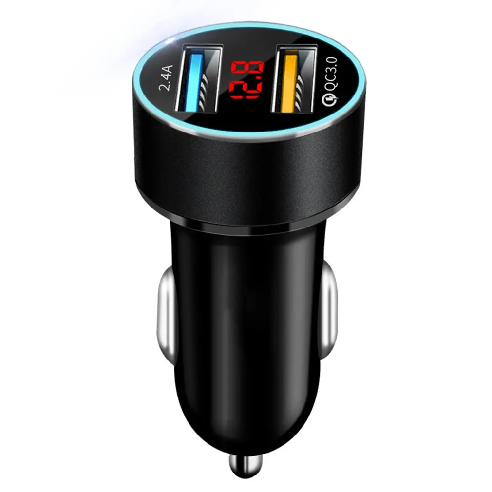 

Auto Accessories Dual USB Digital Display Car Charger Portable Car Cigarette Lighter With LED Display Car Charger