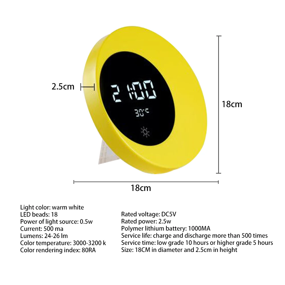 Новый полумесяц часы Многофункциональный перезаряжаемый лампа с сенсорным