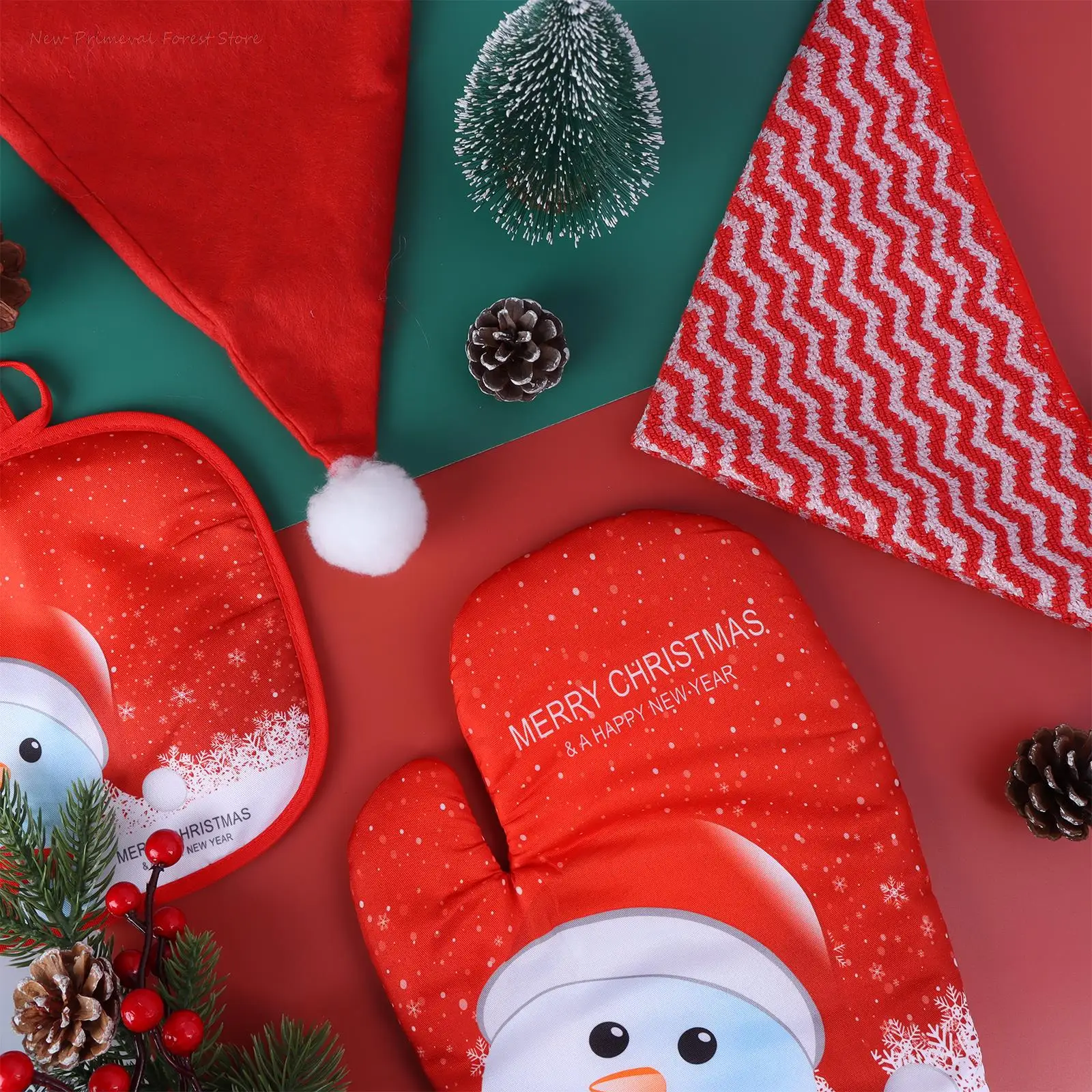 

Great Santa Lady Elk Apron Christmas Kitchen Accessories Set Christmas Santa Apron,Hat
