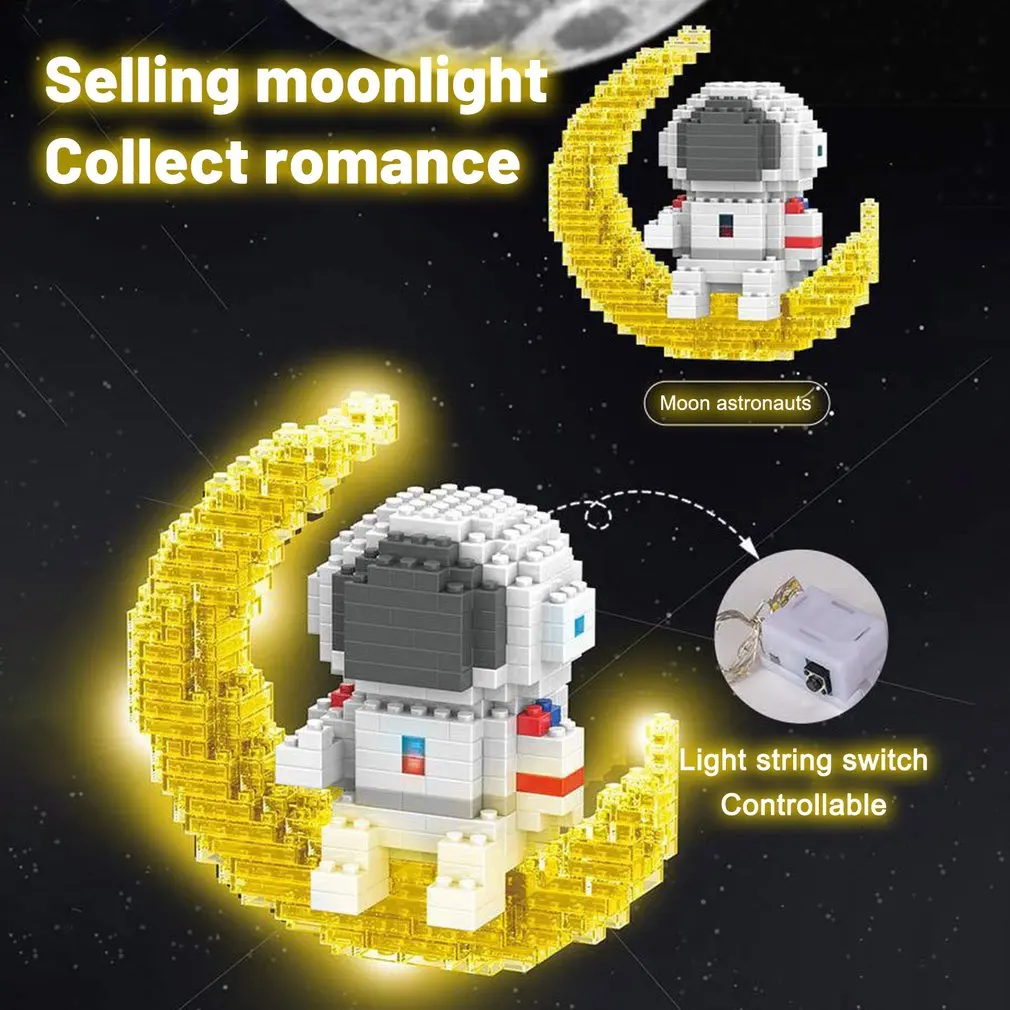 

diamond Astronaut blocks Decoration Happy Planet Micro Particles Compatible Building Blocks Educational Assembled Toys Gift