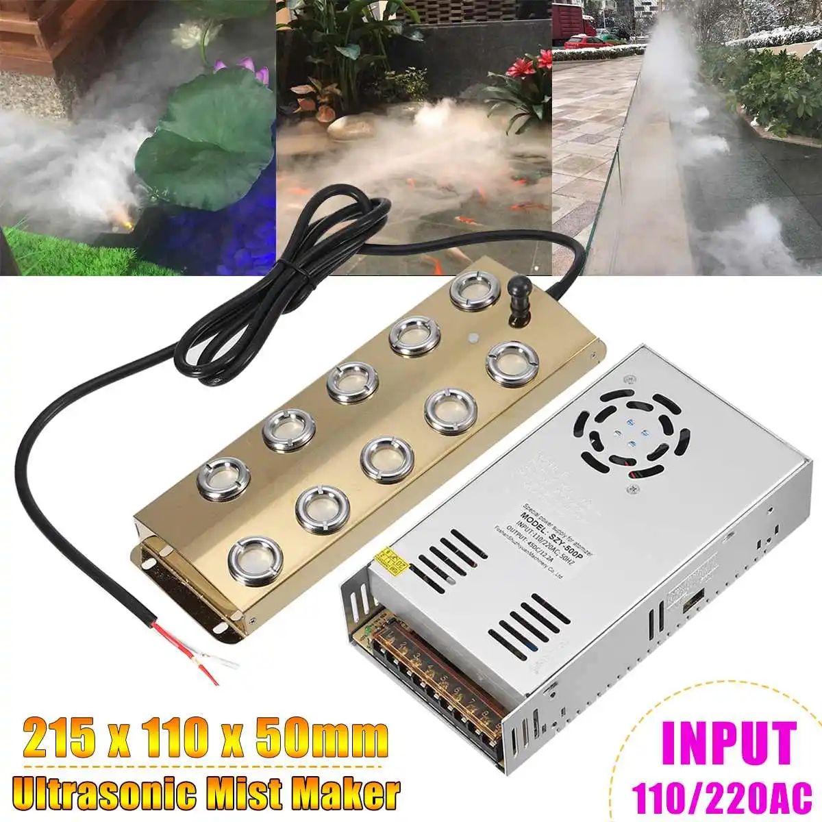 

DC 45V New Ultrasonic Atomizer Industrial 10 Head Humidifier Fog Machine 5Kg/H Ultrasonic Mist Maker Fogger For Mushroom