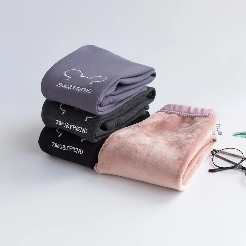 Зима 2019 детские штаны корейские милые леггинсы с вышивкой в виде мышки для