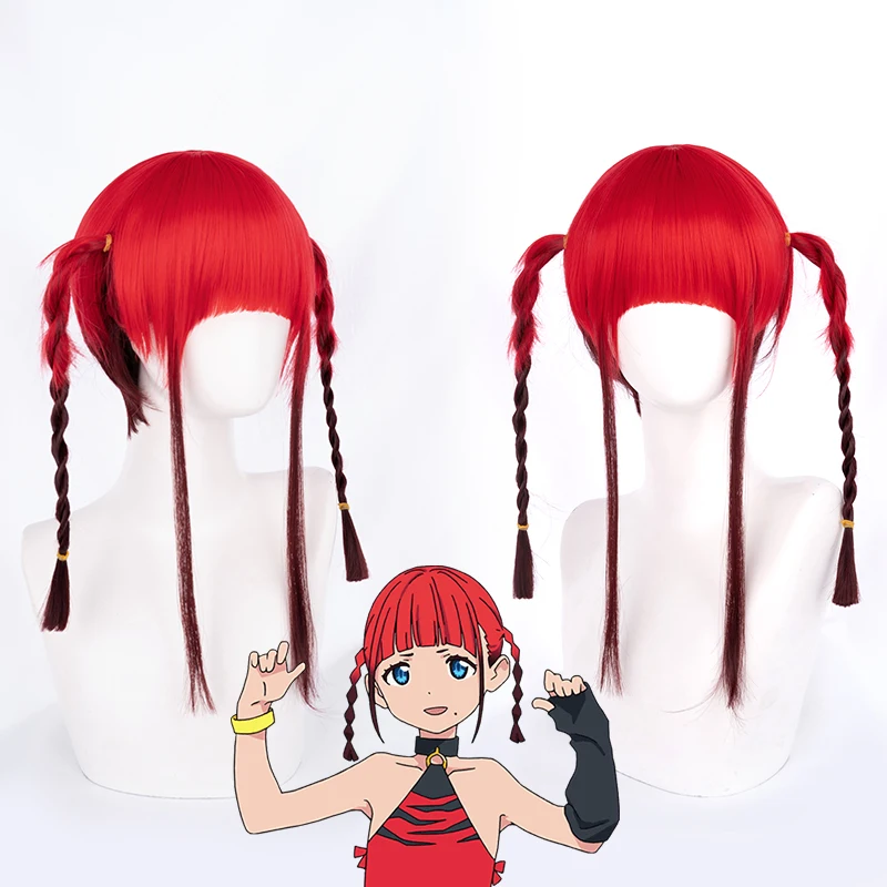 Парик для косплея Asukagawa Chise SSSS. Dynazonon плетеный черный красный на Хэллоуин ролевая