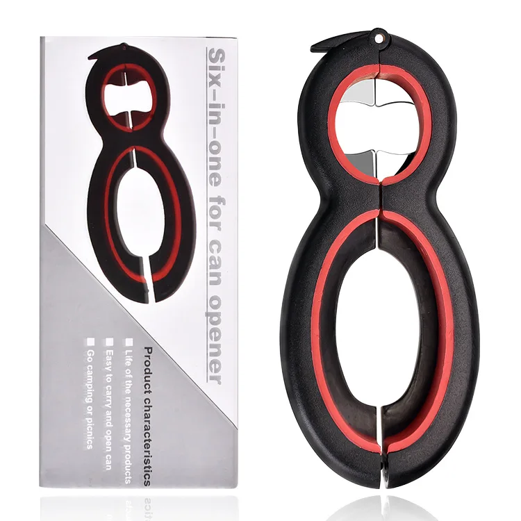 

Dropshipping 6-in-1 Bottle Opener Kitchen Tools Plastic Stainless Steel Multifunctional Can Opener Kitchen Accessories In Stock